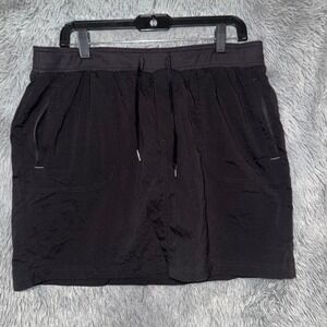 L.L.Bean Black Athletic Skirt Women's Size Large Elastic Waist Pockets‎